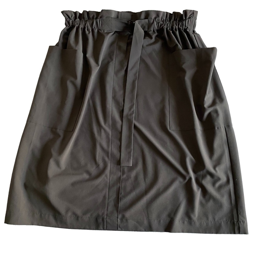 Prologue XL Charcoal Gray Paperbag Waist Utility Skirt Tie Belt Pockets